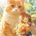 おっきい猫と女の子 2枚目