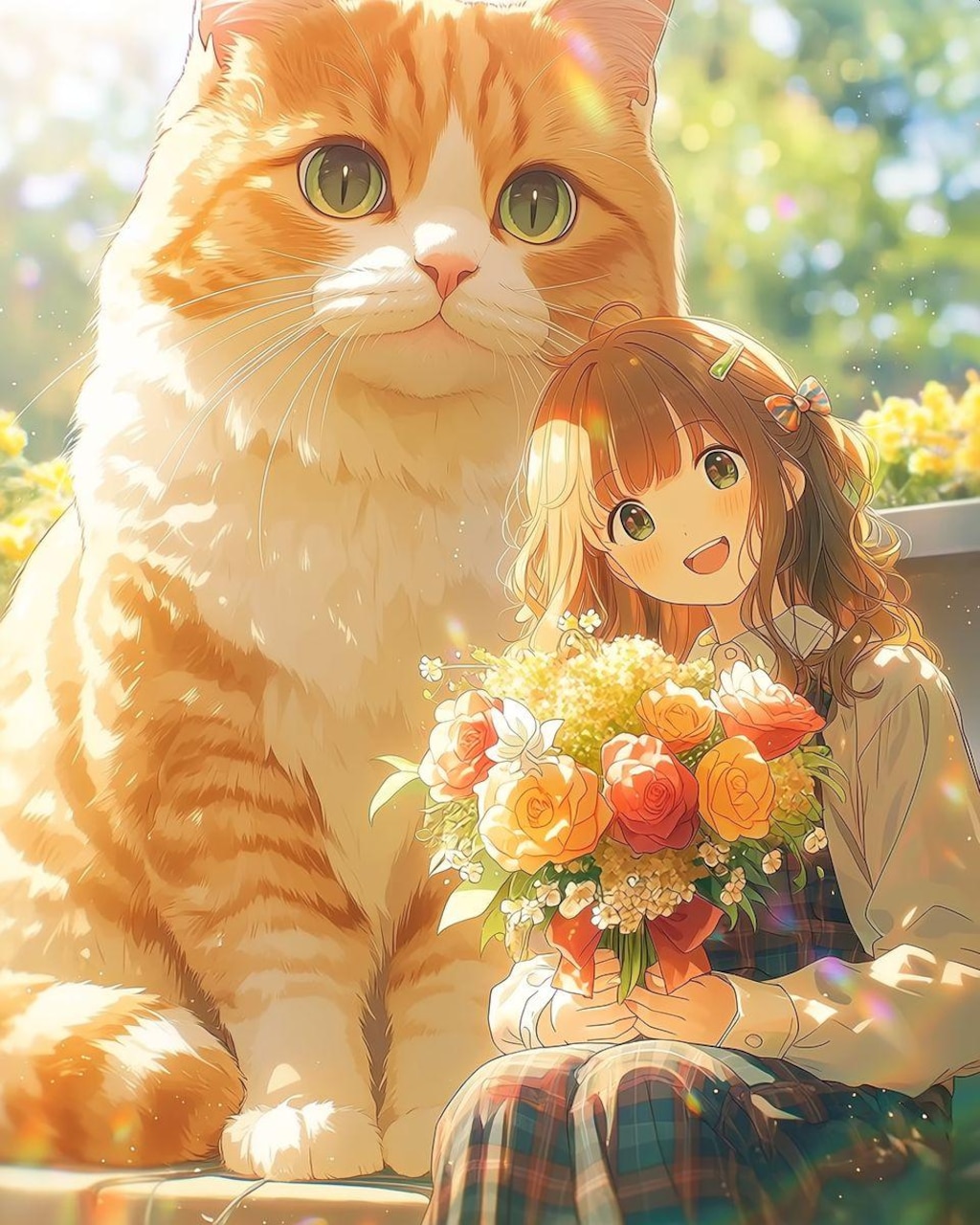 おっきい猫と女の子