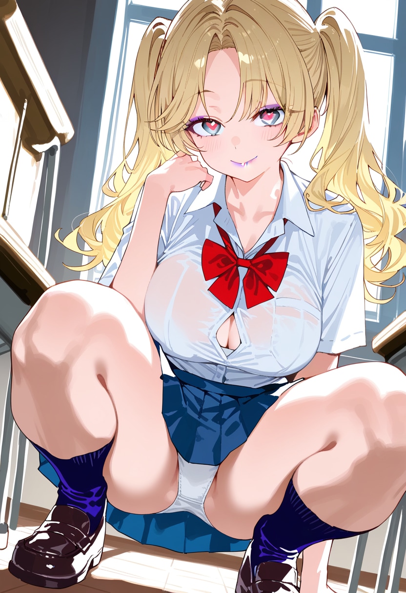 JKのしゃがみパンチラ