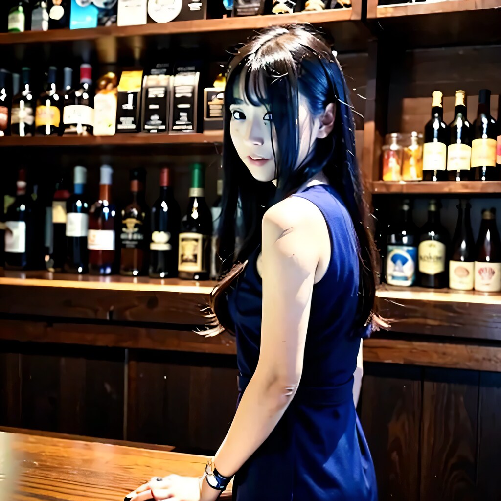 黒髪ロングで酒場の美女３４