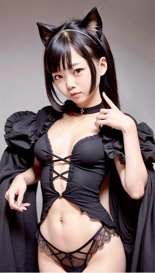 猫耳アイドル　すっぴん、化粧