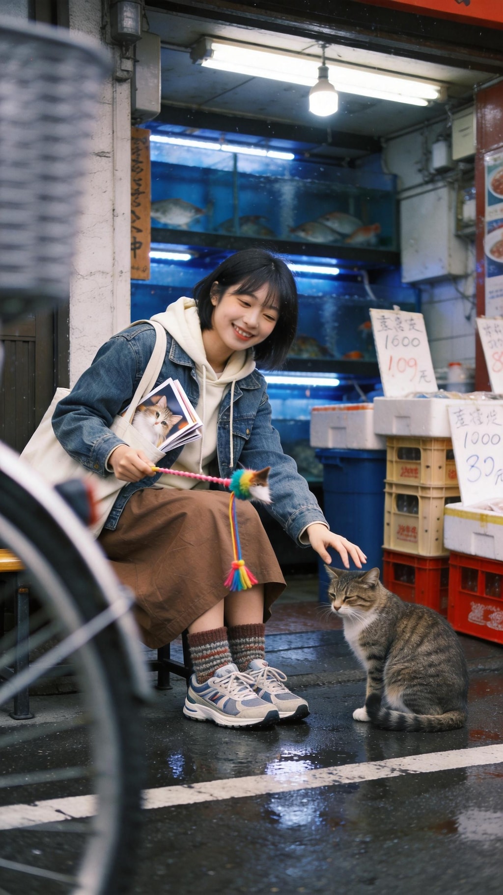 Rainy Alley Cat Encounter