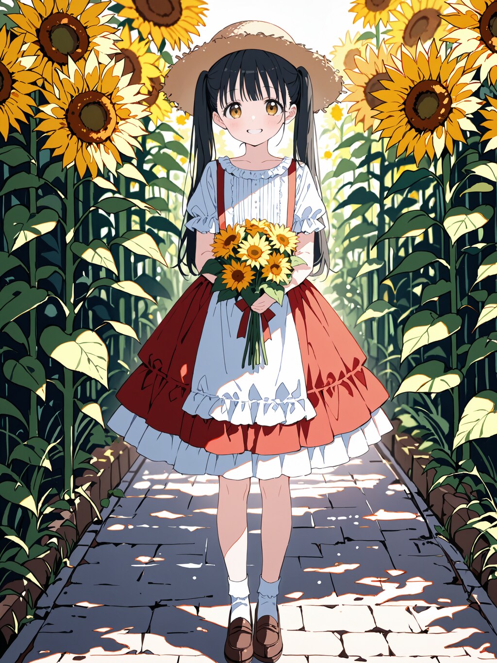 ひまわりとチューリップ