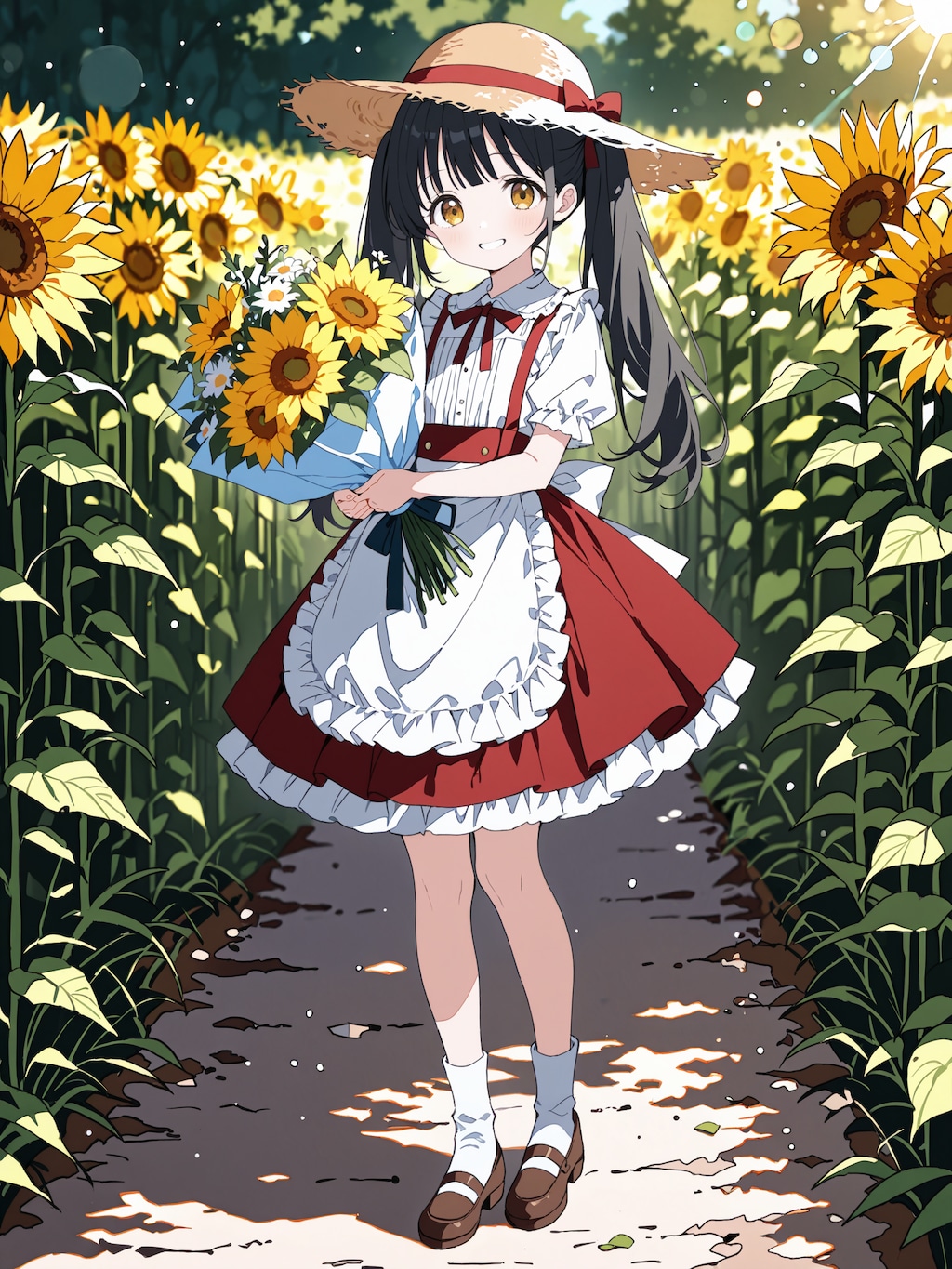 ひまわりとチューリップ