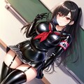 黒髪ロングラバー制服風紀委員JKちゃんに取り締まられたい ほらら 2枚目