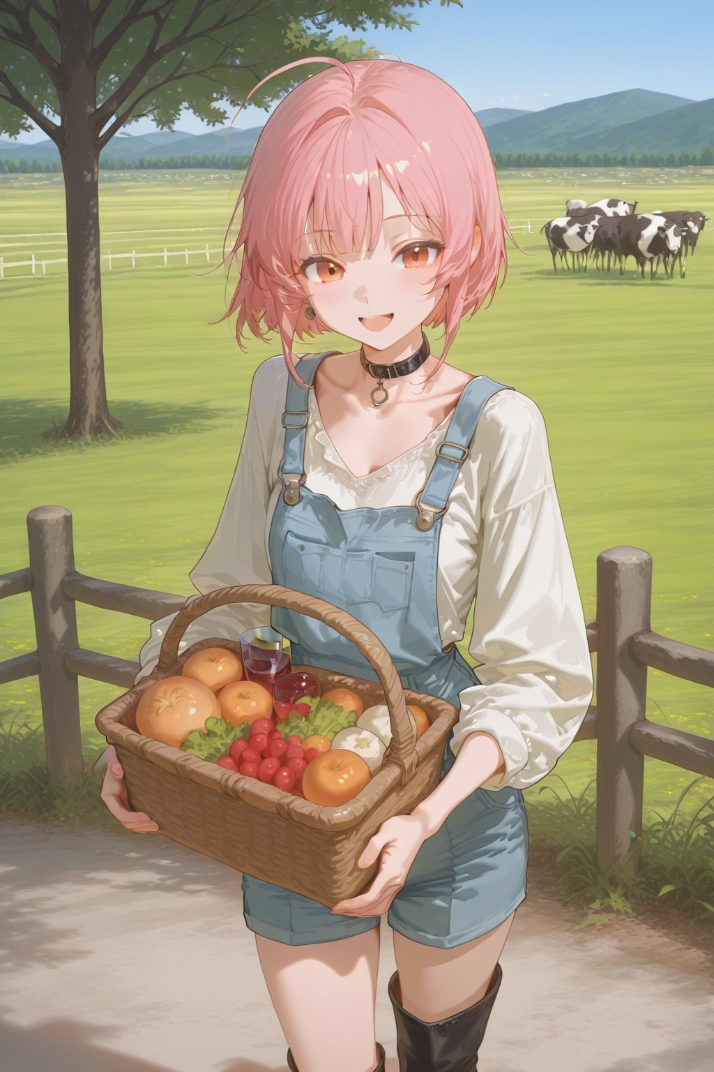 お昼を持って来た牛飼娘ちゃん