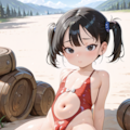 ロリ女武闘家さんあぶない水着 4枚目