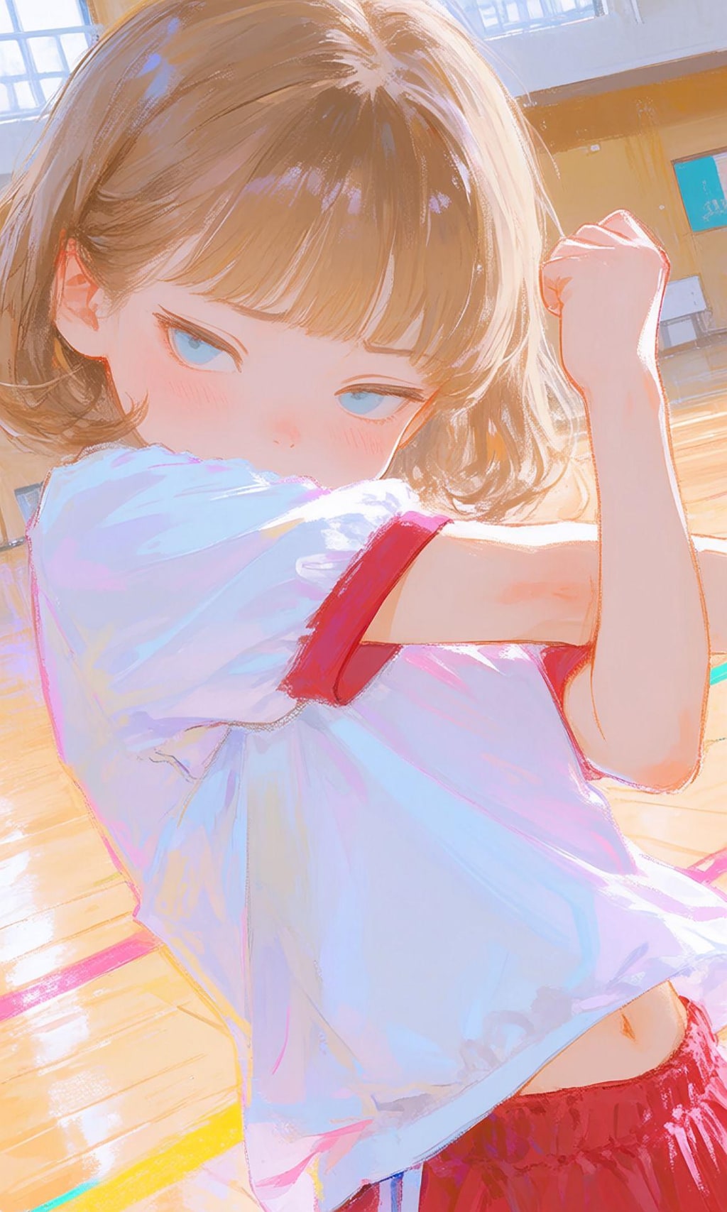 貧乳女子高生、体操服