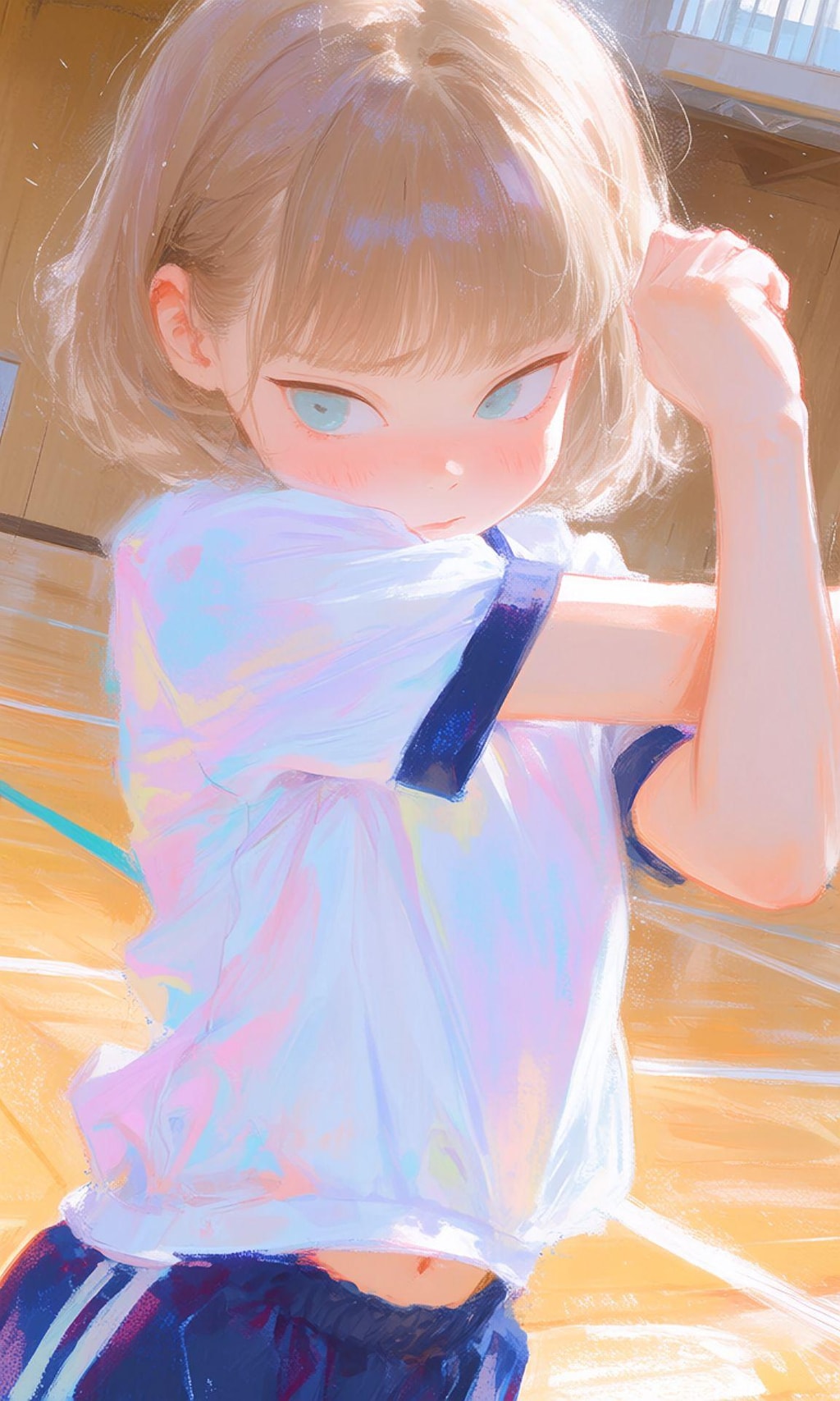 貧乳女子高生、体操服