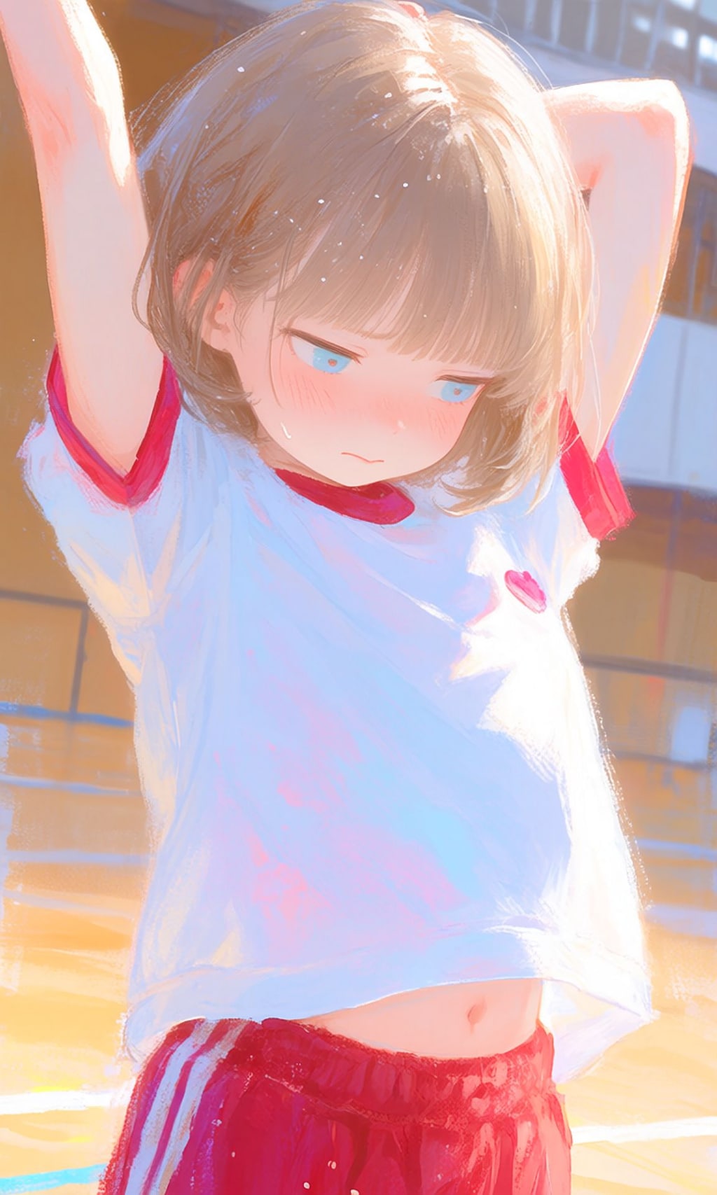貧乳女子高生、体操服
