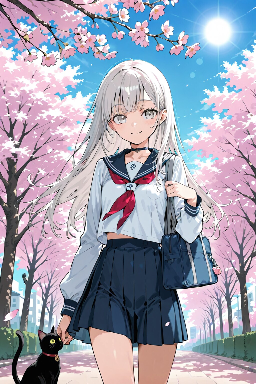 銀髪少女と黒猫