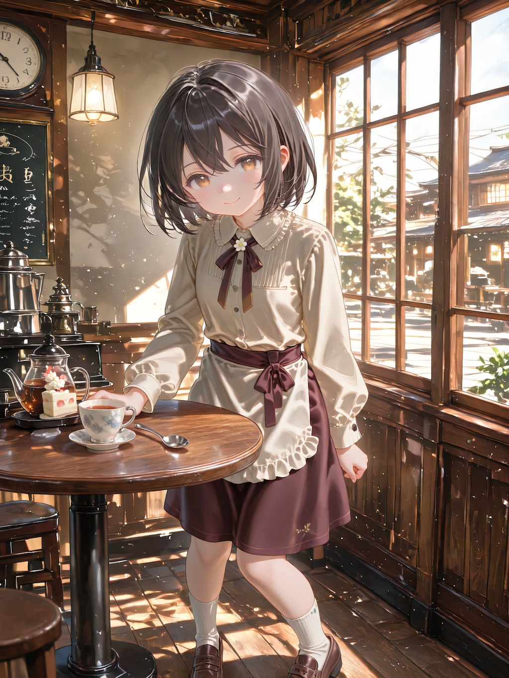 カフェーで給仕する女の子