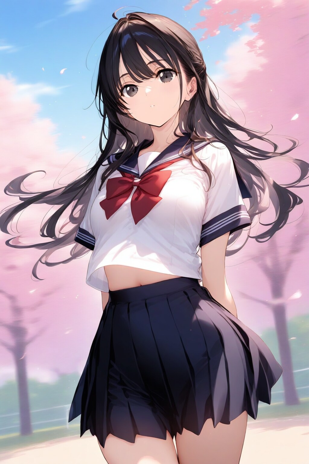 桜とセーラー服 | の人気AIイラスト・グラビア