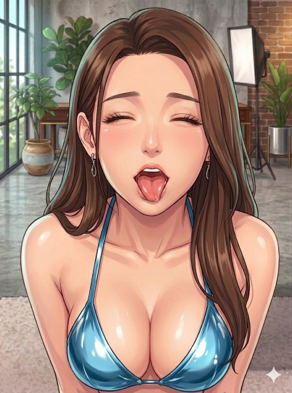 キスを求める巨乳美女