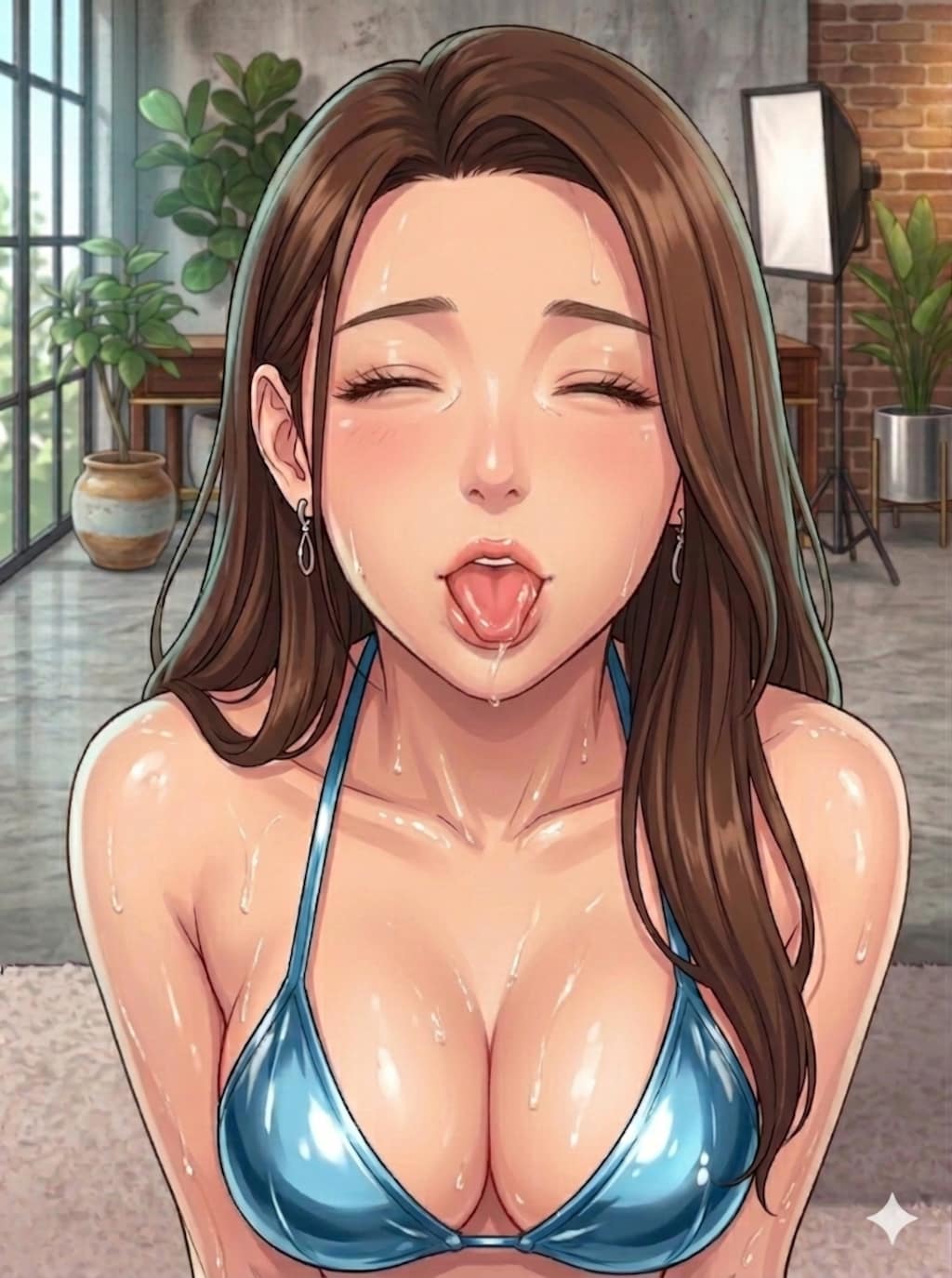 キスを求める巨乳美女