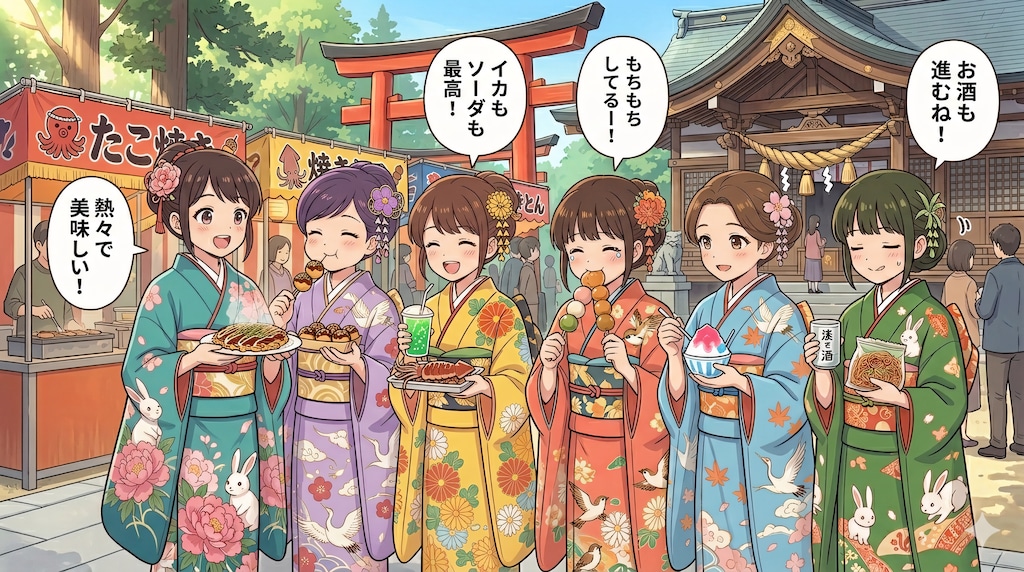 みんなで神社にお参り（Gemini）