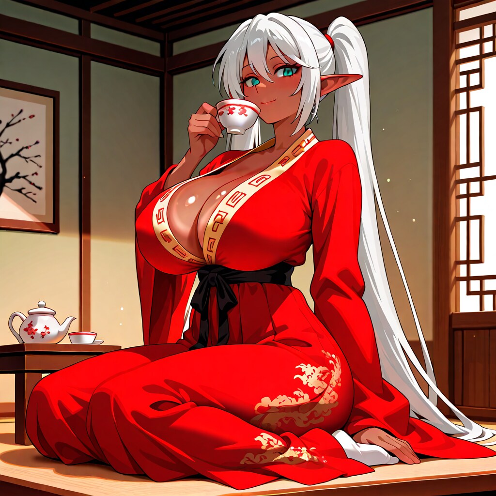 漢服姿のエルフ