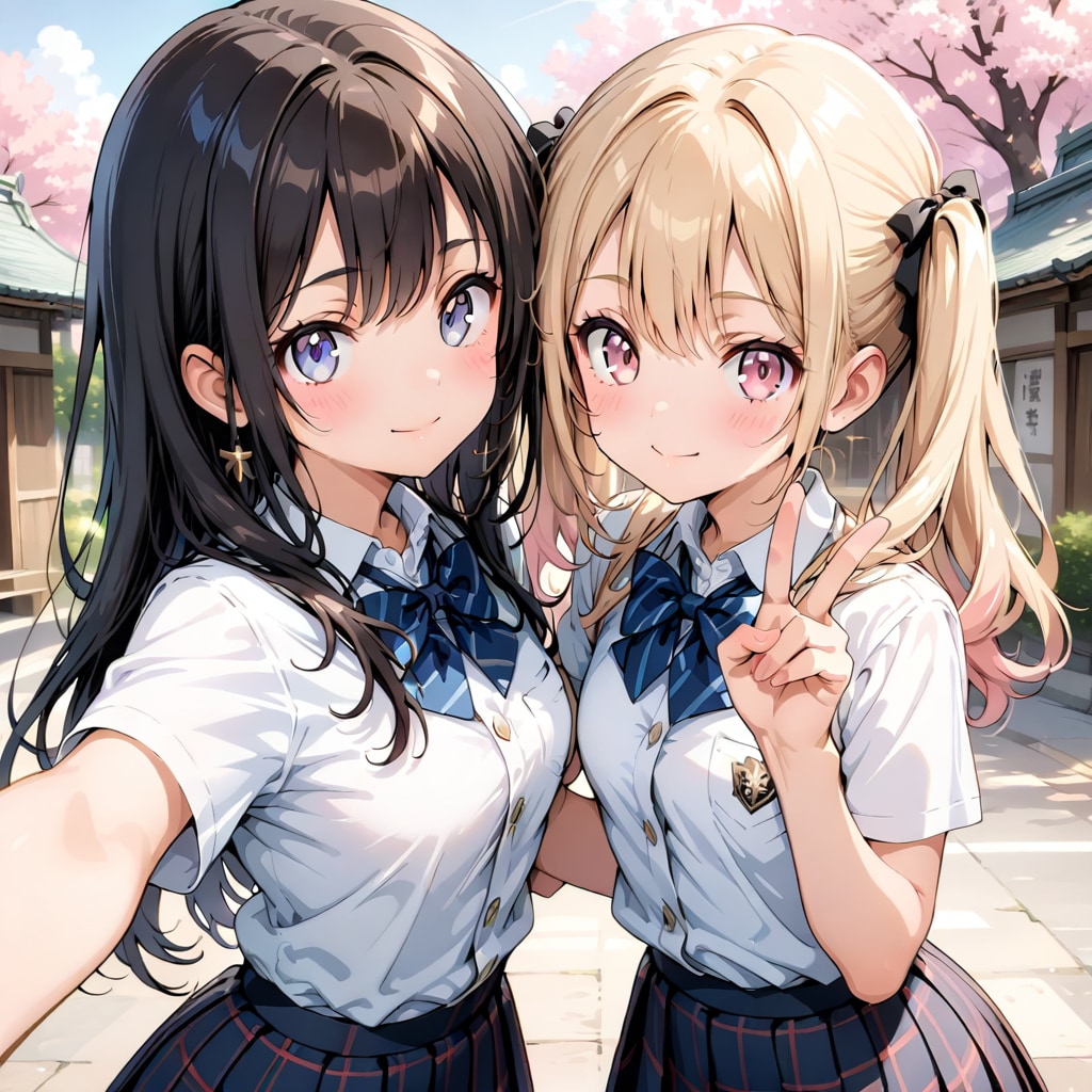修学旅行のツーショット