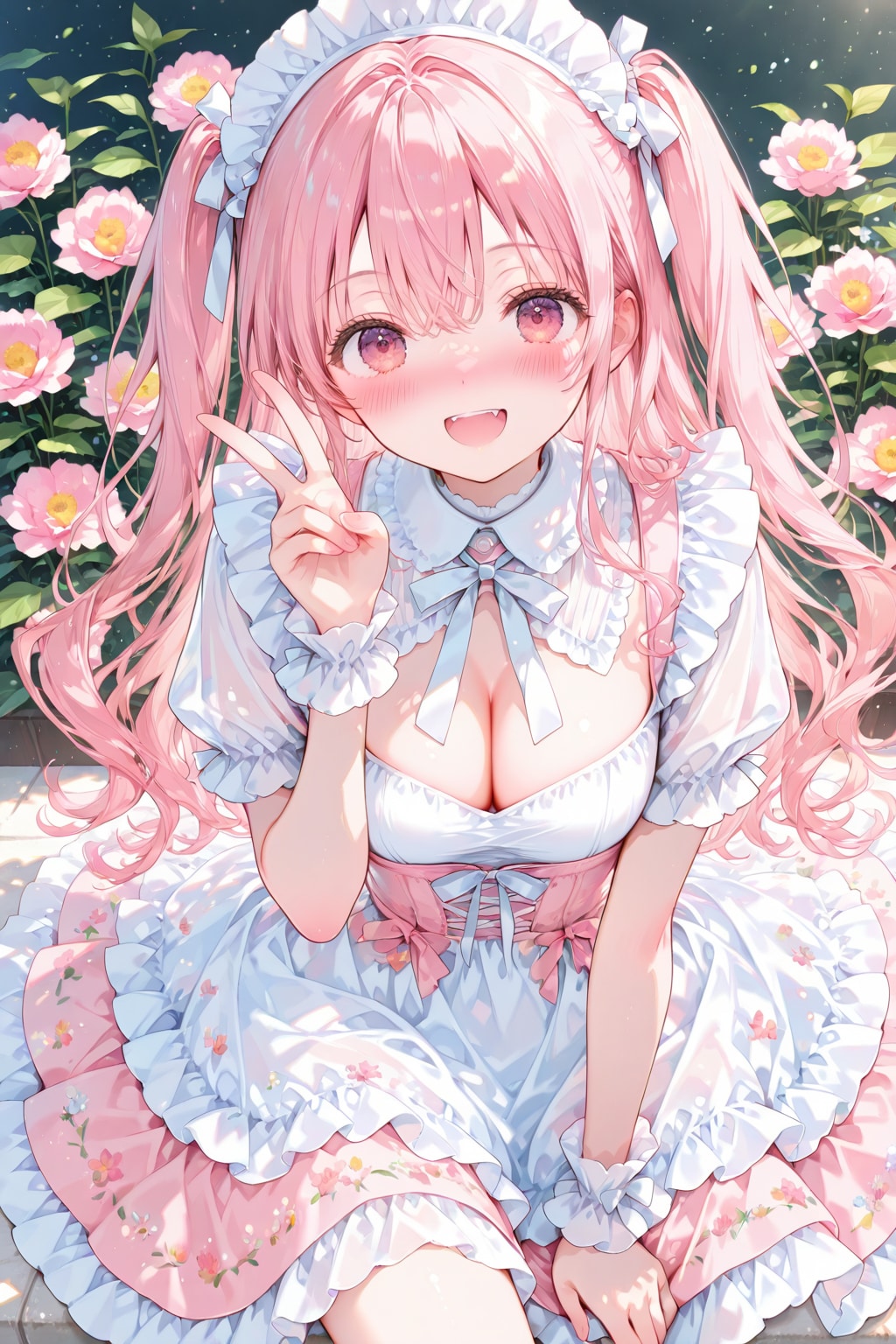 照れ笑いのピース