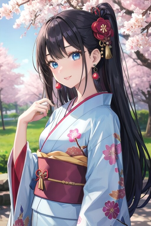 和装女子　花見