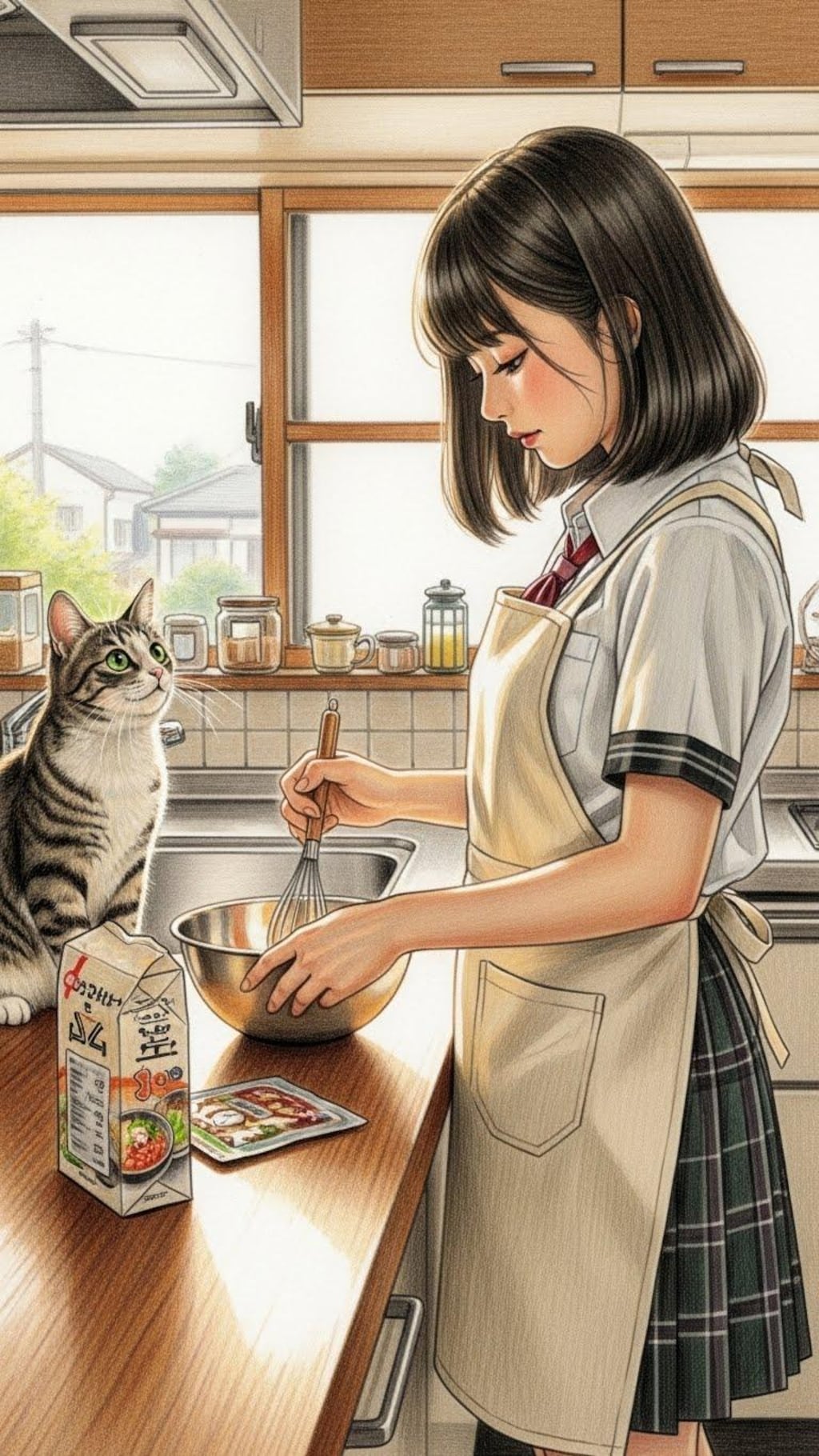 ミールキットを見入るキャット