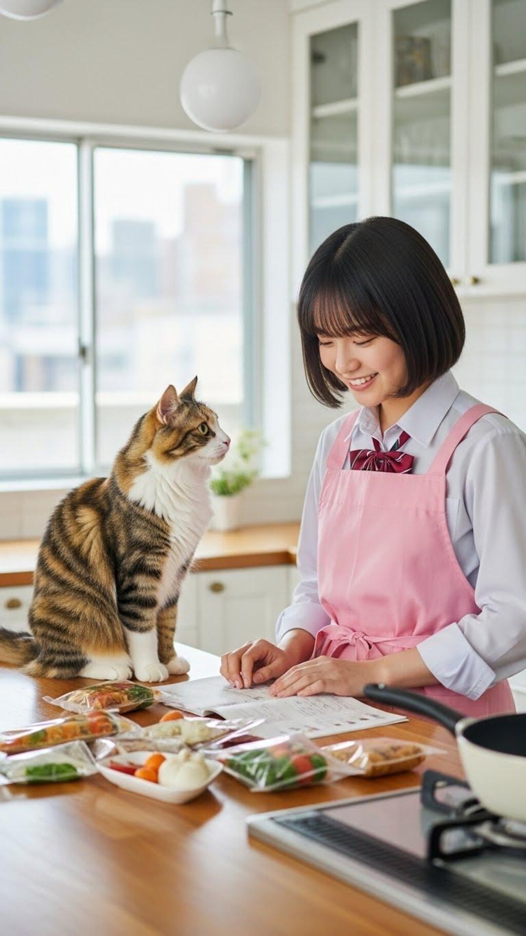 ミールキットを見入るキャット