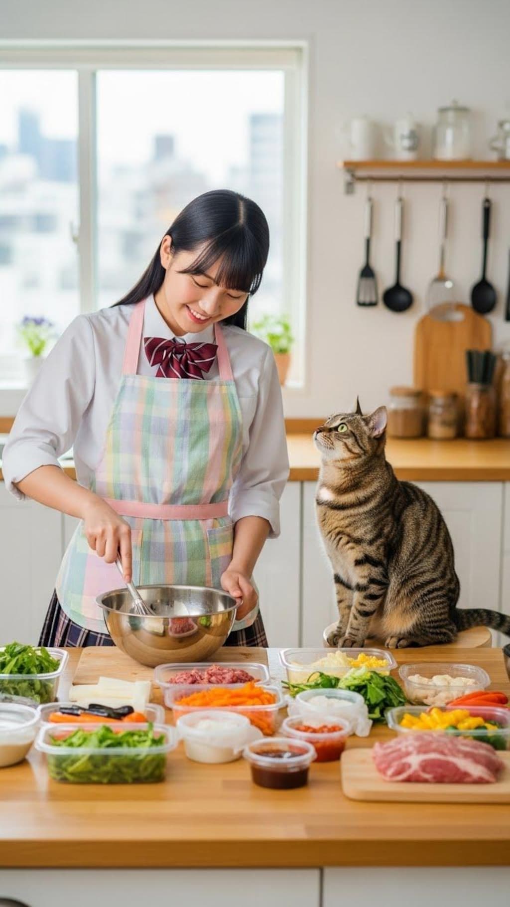 ミールキットを見入るキャット