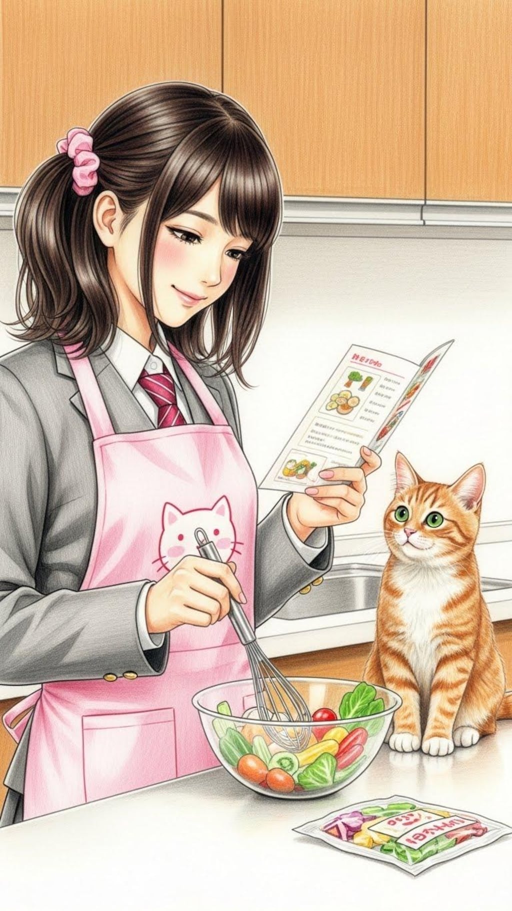 ミールキットを見入るキャット