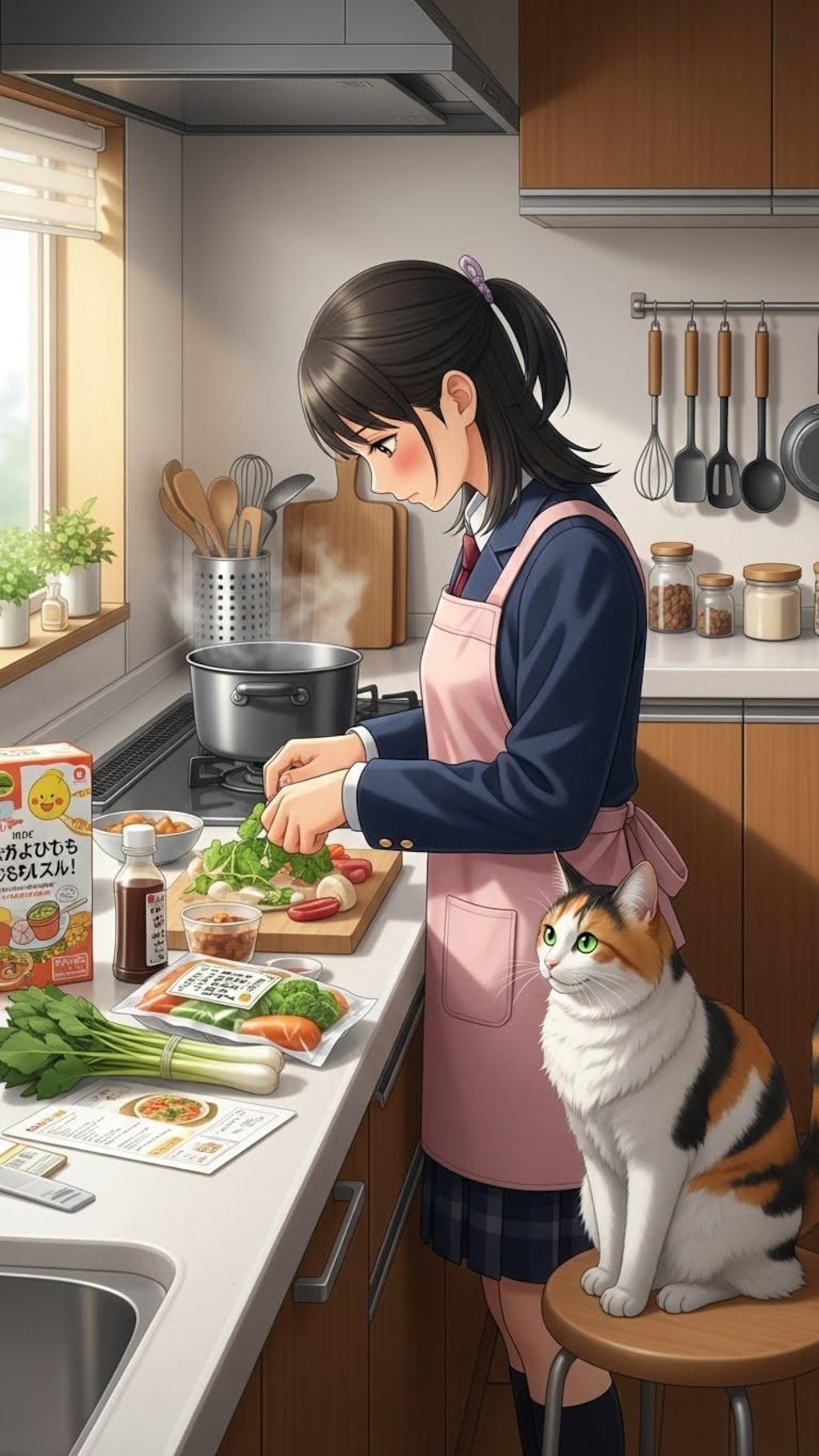 ミールキットを見入るキャット