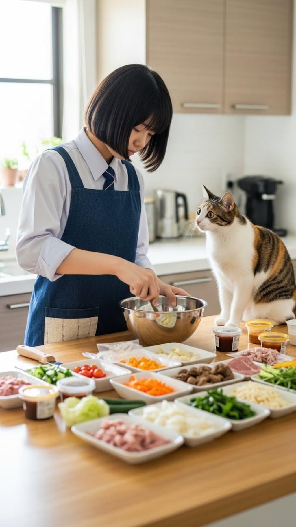 ミールキットを見入るキャット