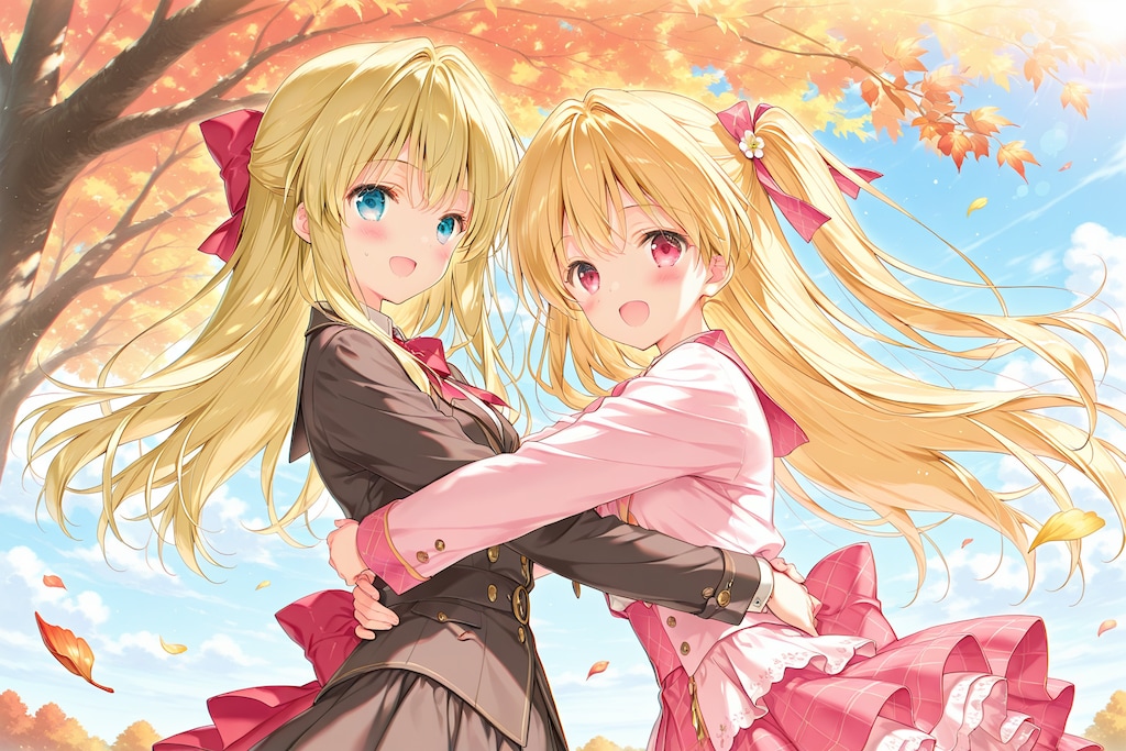 挟まれる金髪ちゃん