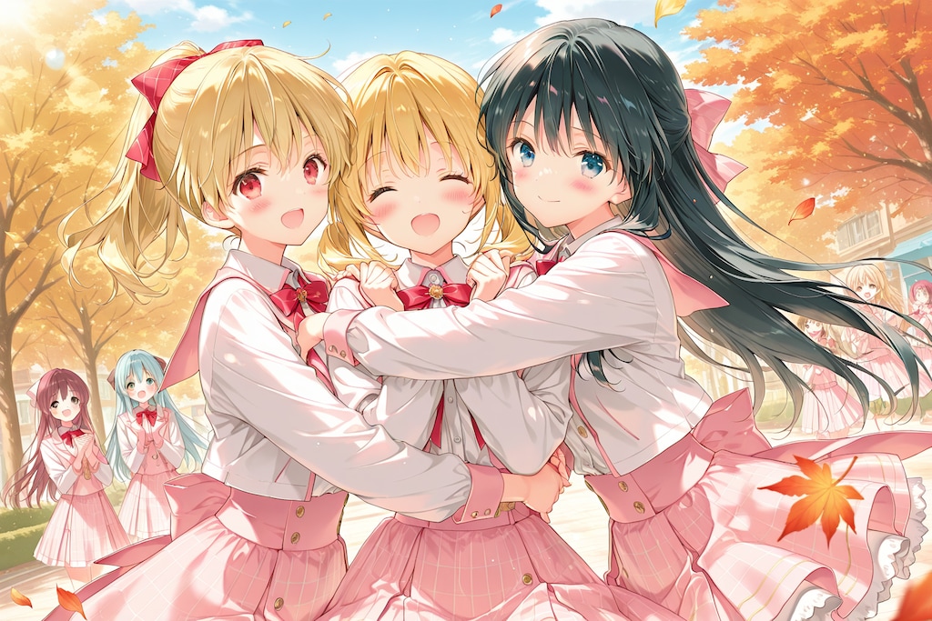 挟まれる金髪ちゃん