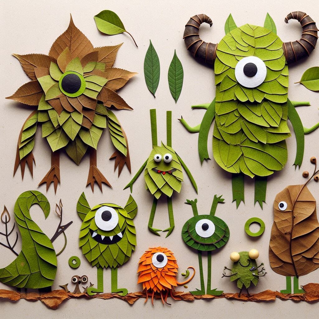 落ち葉で作ったモンスター