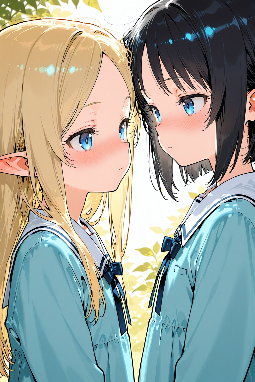 金髪エルフと黒髪ちゃん | の人気AIイラスト・グラビア