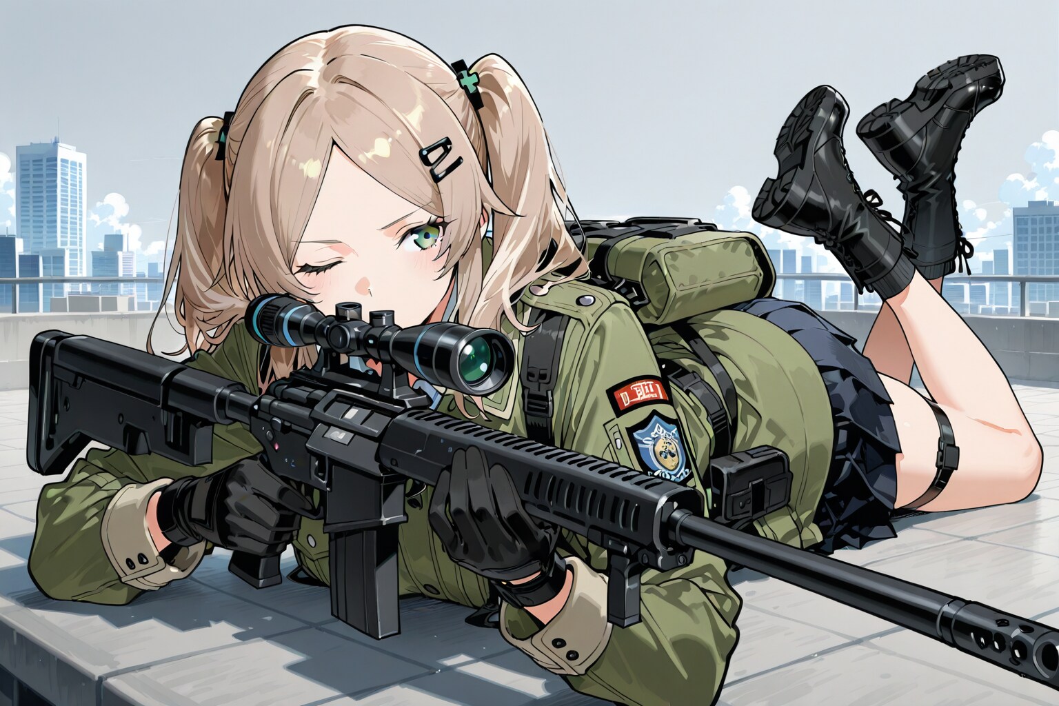狙いを定めるスナイ・パー子