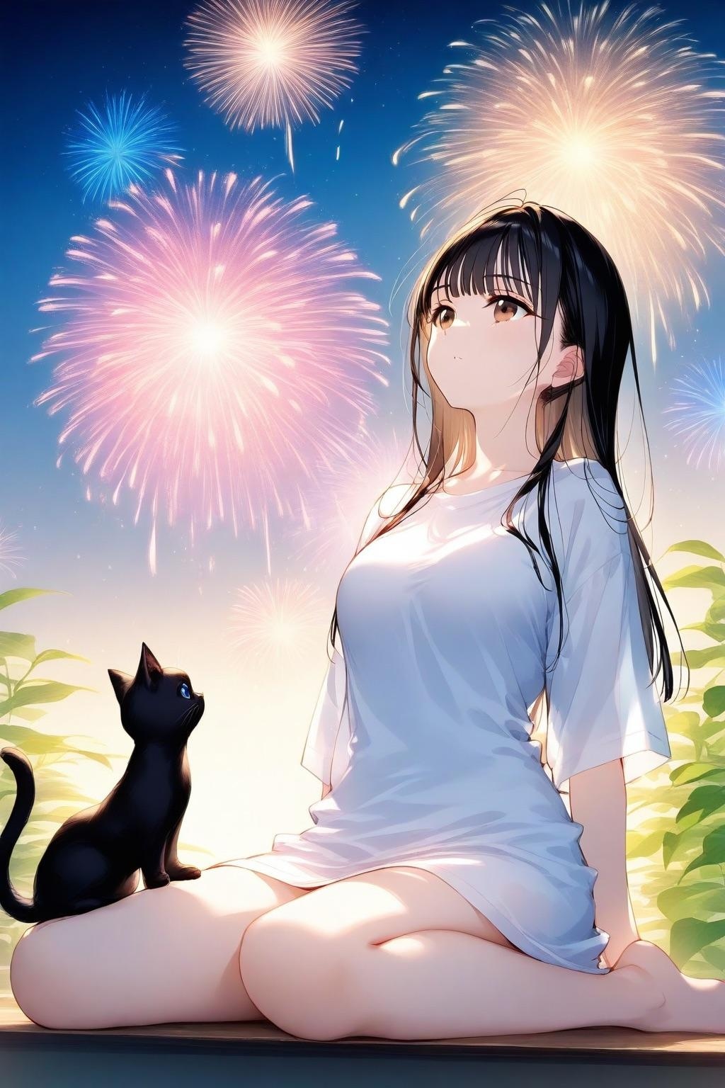 ねこちゃんと打上花火