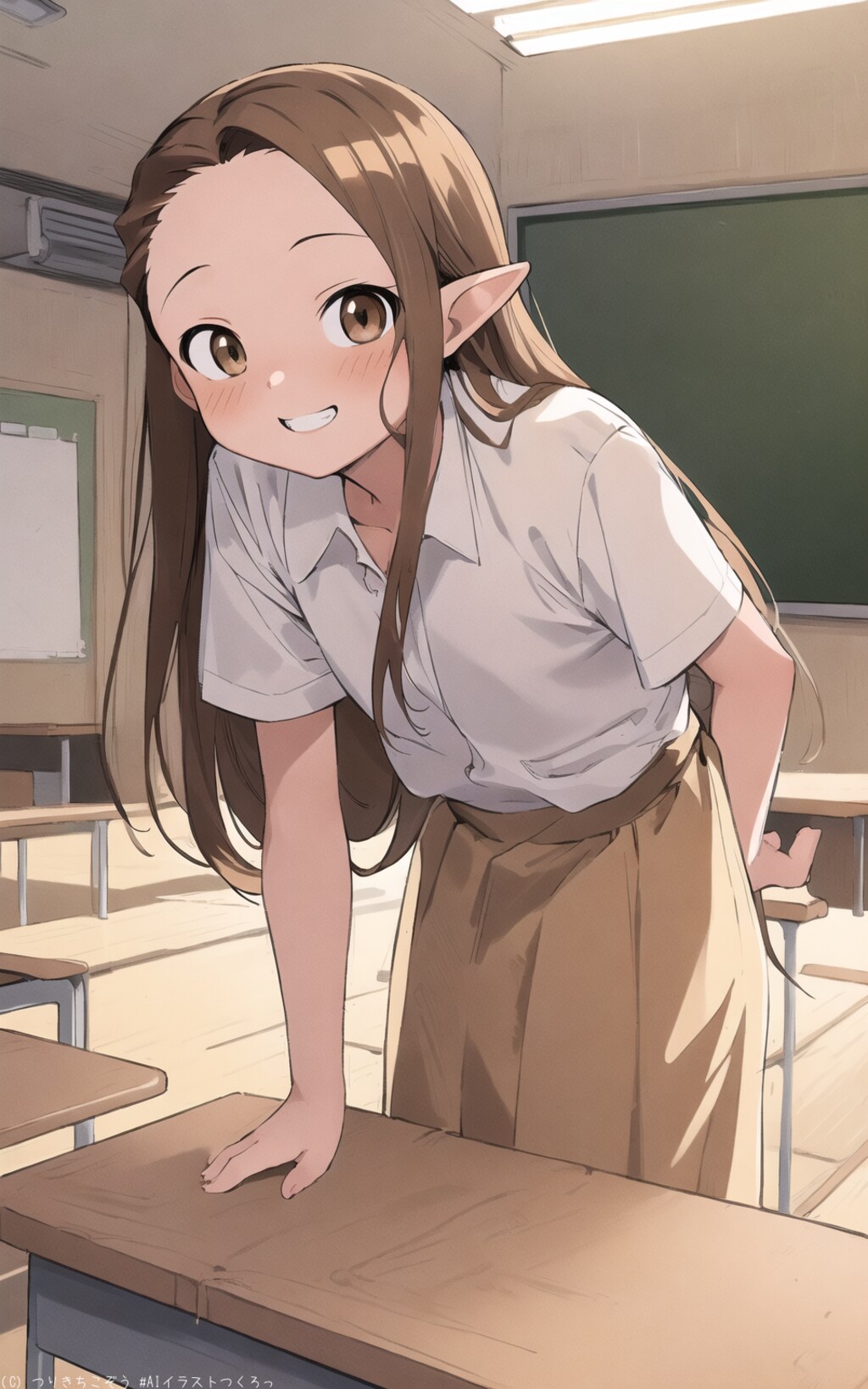 「からかい上手の高木さん」夏バージョンの高木さんコスのエルフ