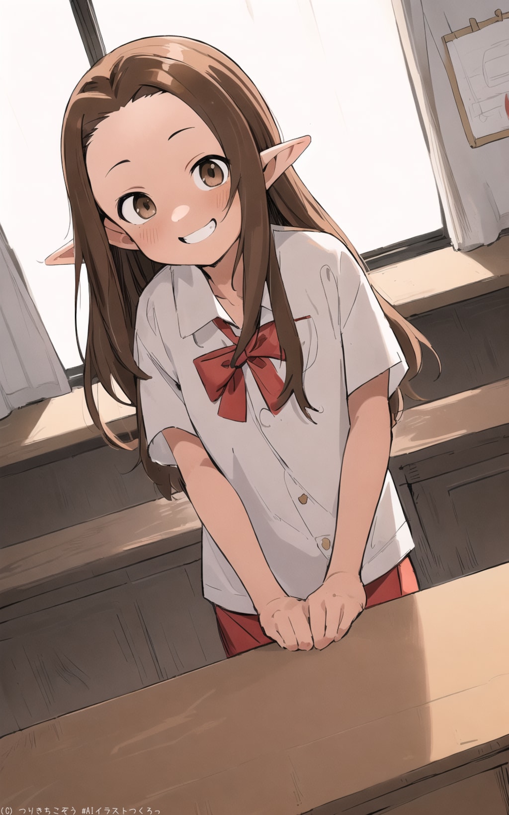 「からかい上手の高木さん」夏バージョンの高木さんコスのエルフ