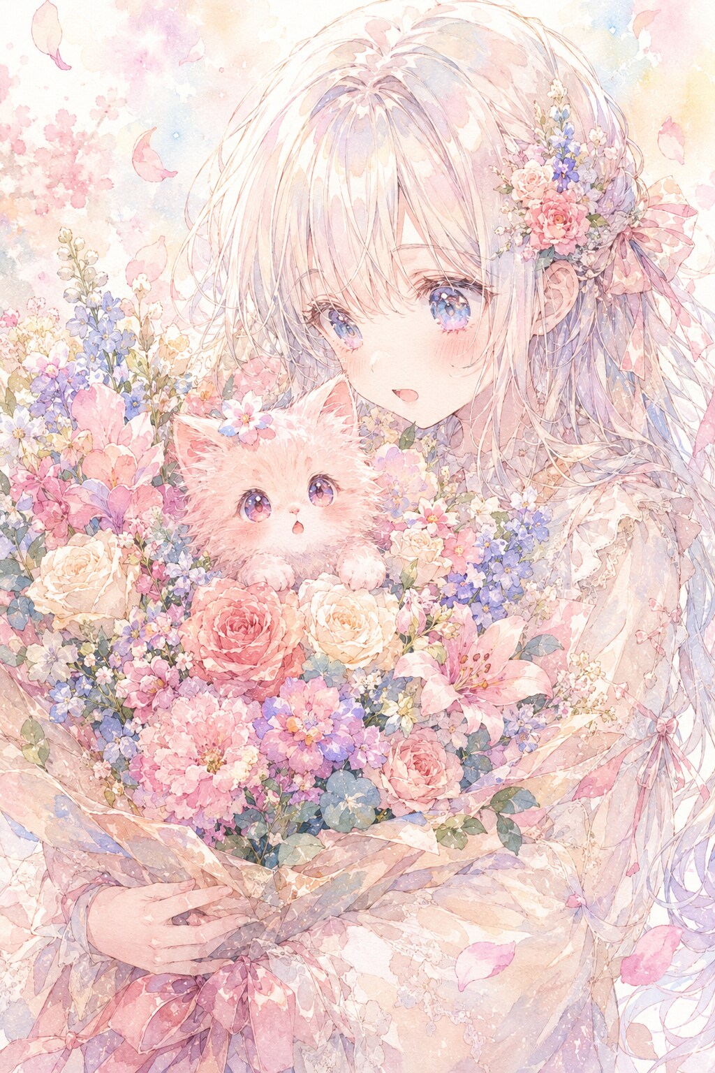 子猫と少女 | の人気AIイラスト・グラビア