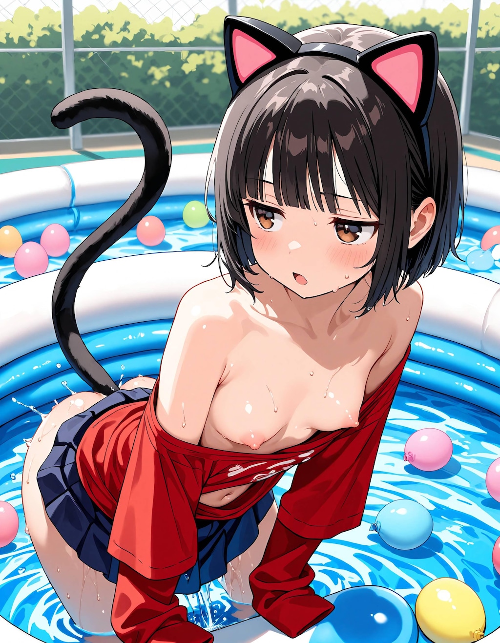 プールにて