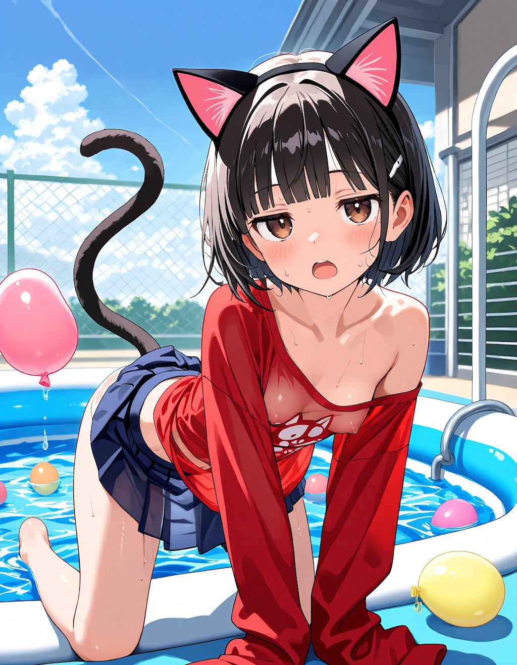プールにて