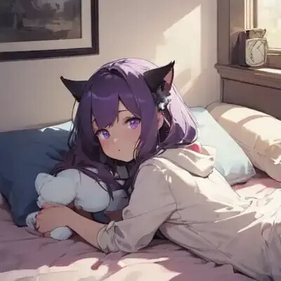 ベッド占拠猫