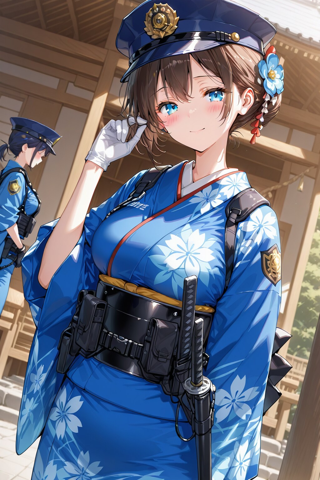 着物姿の女性警察官