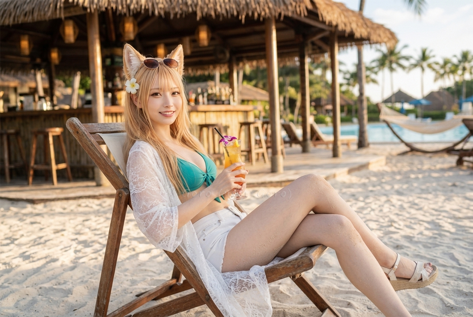良孤さん、ビーチでくつろいでいた良孤さん、ビーチでくつろいでいた