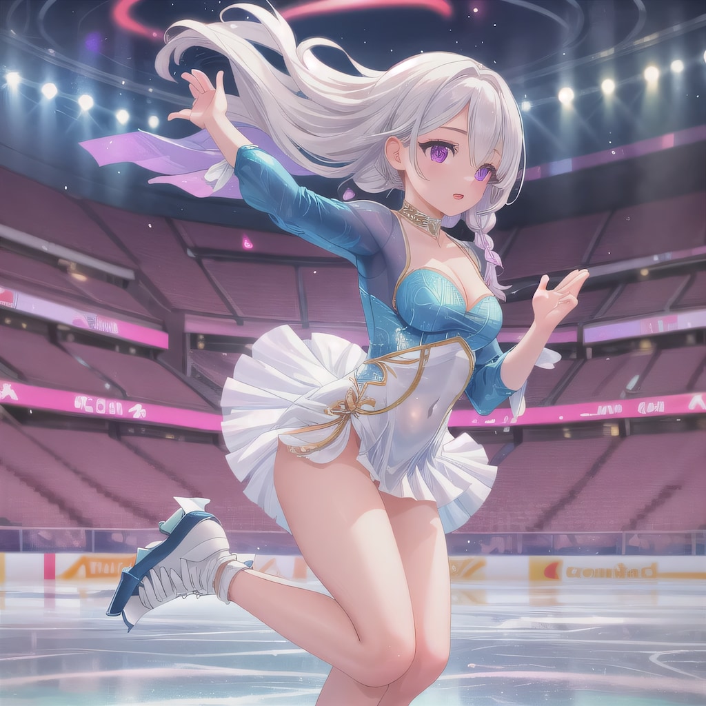 白髪ロングでアイススケートの少女７