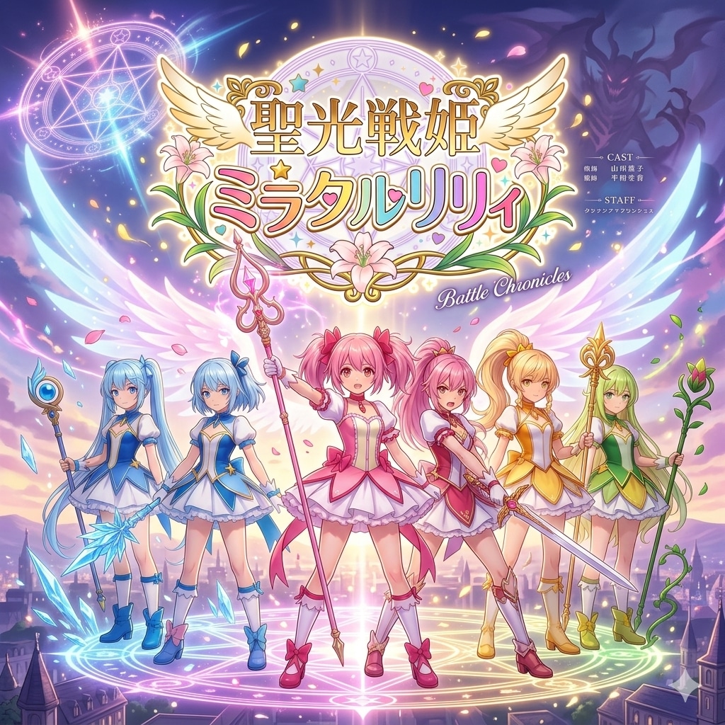 [12枚] 「聖光戦姫ミラクルリリィ。それは悪のつるぺた教団から子供たちを守るため結成されたAカップ美少女魔法使いの謎チームである！」（魔女っコの旅７２の２）