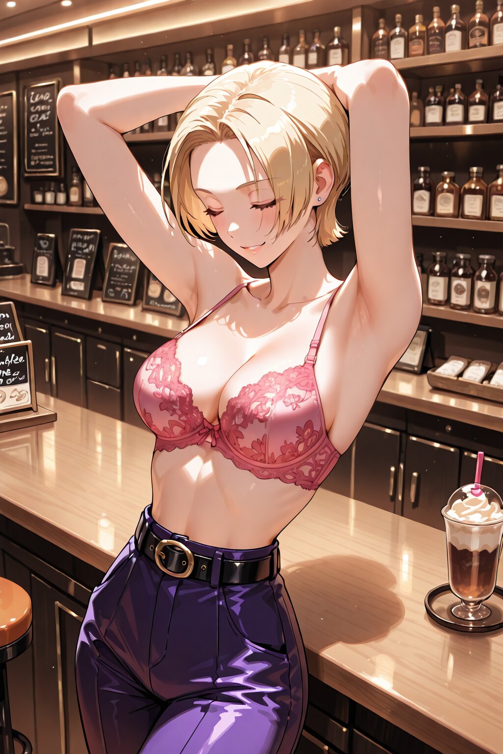 かっこかわいいカフェバーオーナージェシカ・ブレストンのブラ姿のカフェバー経営