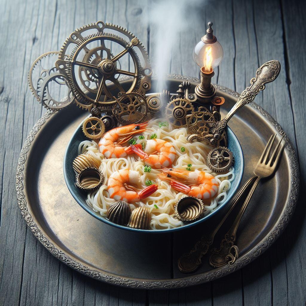 スチームパンクなseafood noodle