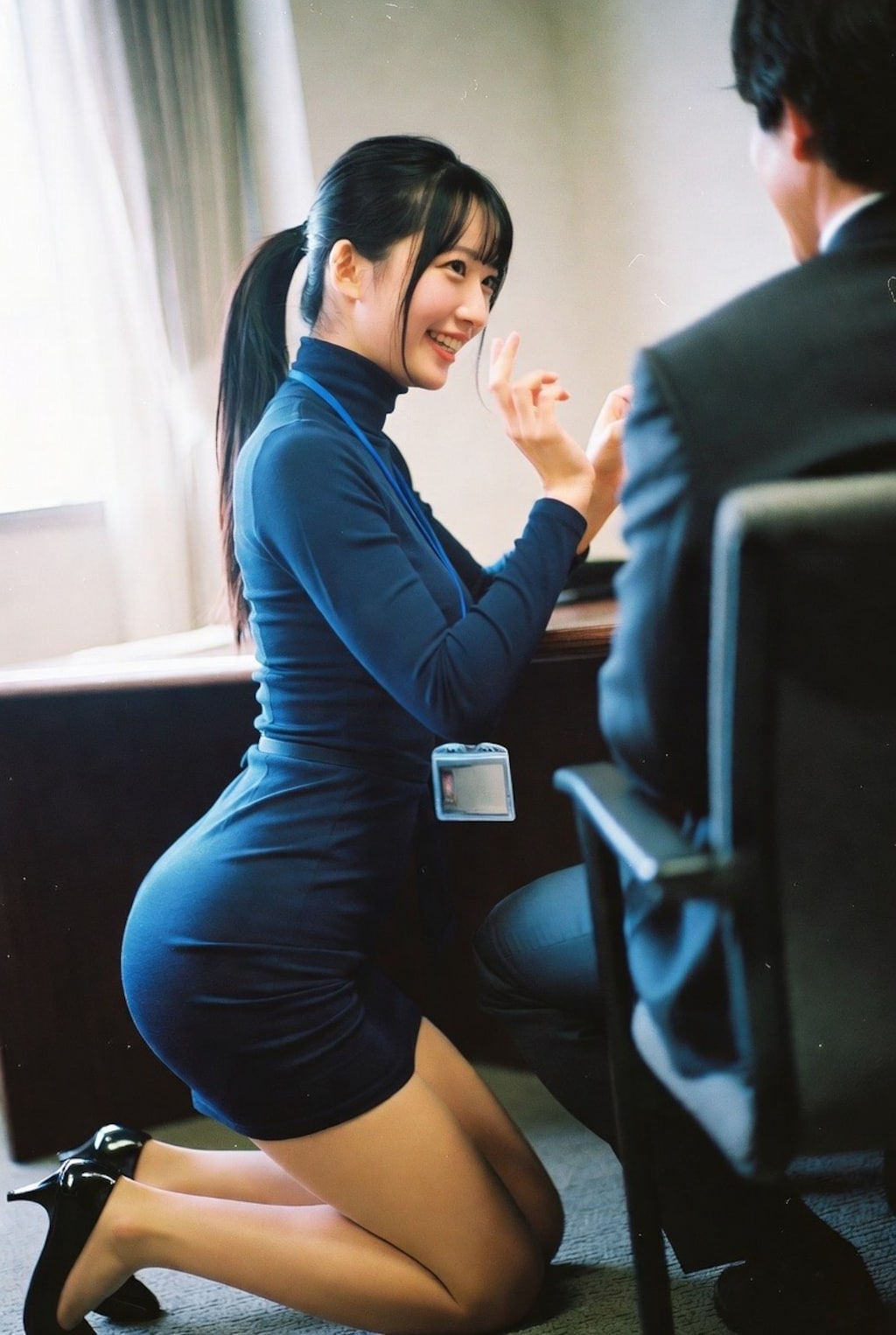 得意先をもてなすセンパイ