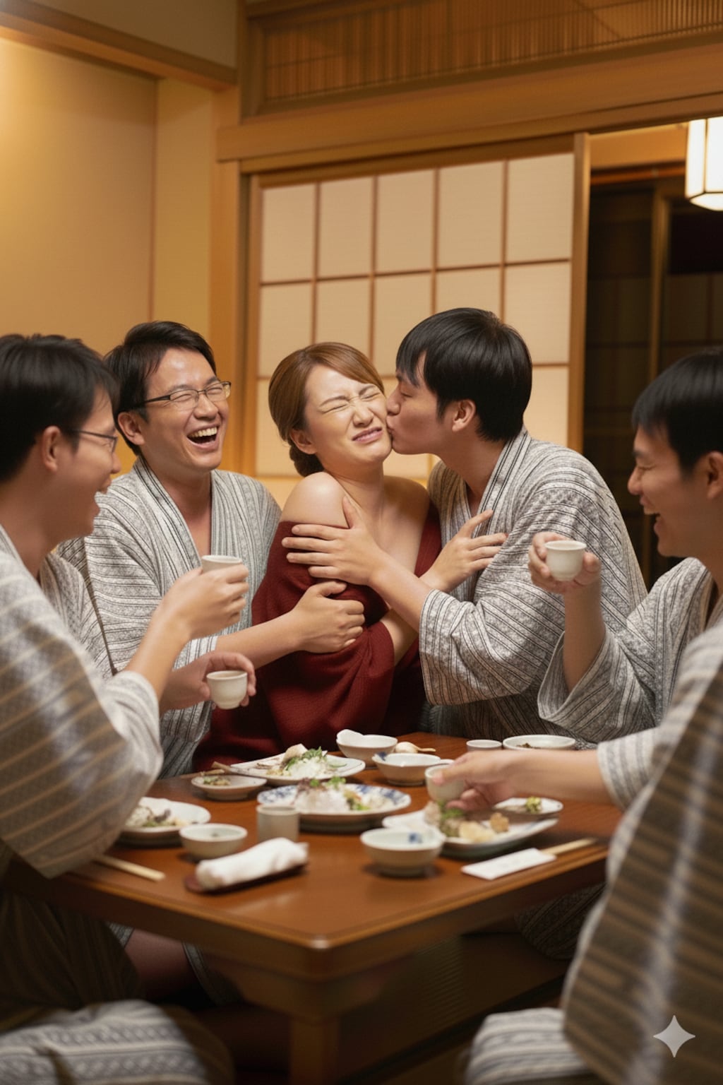 お酌していた妻が襲われる②